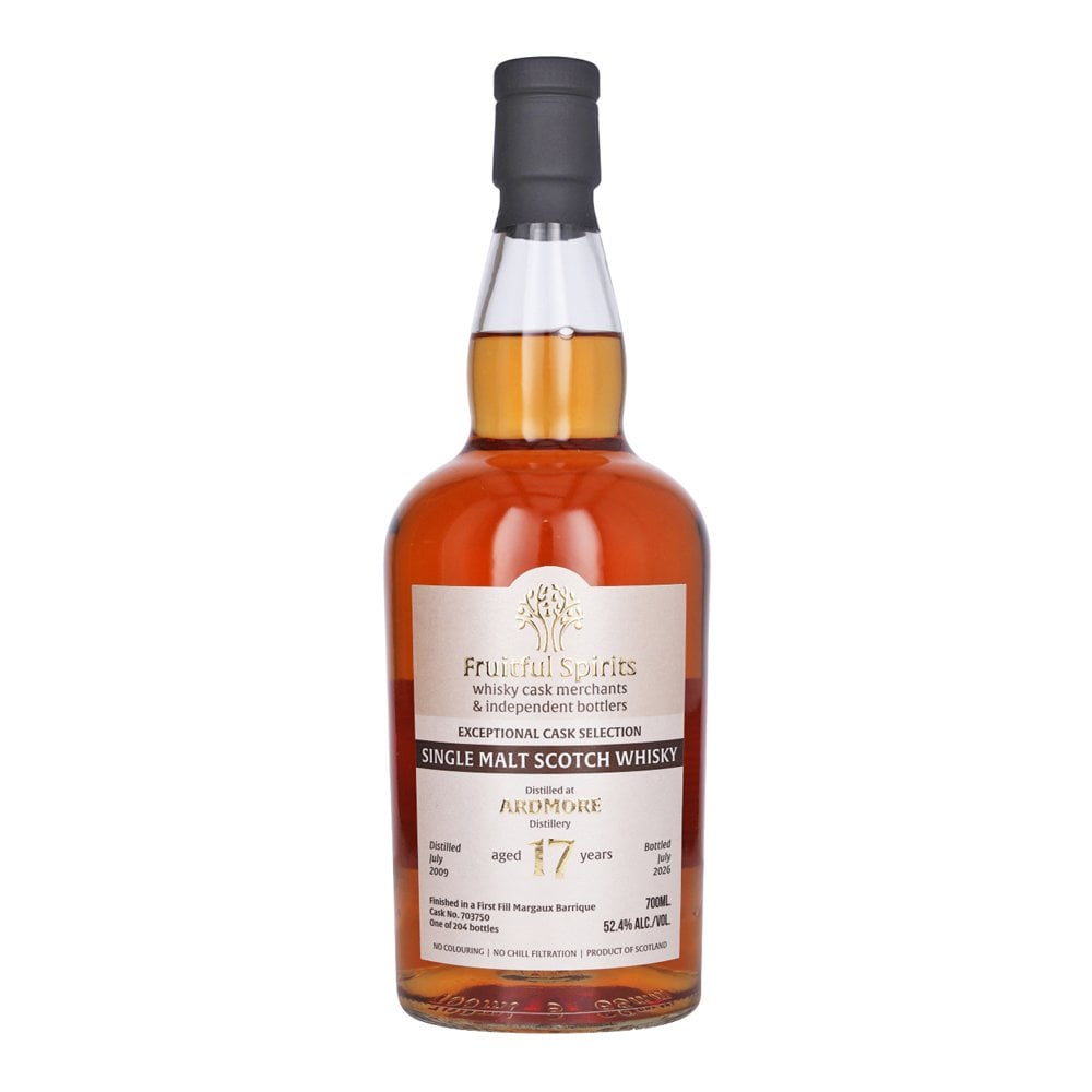 Ardmore Exceptional Cask Selection 17 Year Old, Margaux Barrique Cask, Cask #703750, 2009, Fruitful Spirits, 52.4% whisky bottle