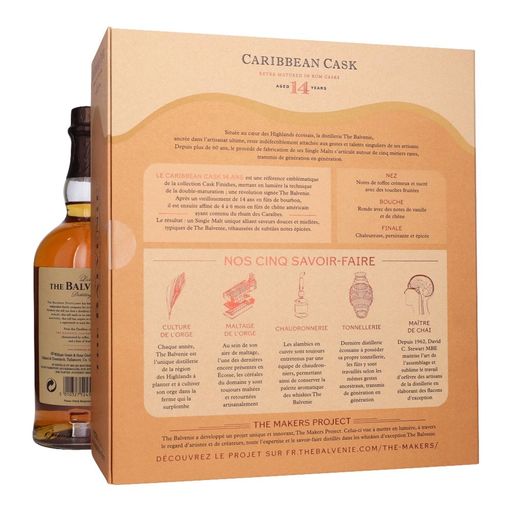 THE BALVENIE 14年 カリビアンカスク 2本セット（箱なし） Balvenie 14 Year Old Caribbean Cask - 2 Glass Gift Pack - Gift