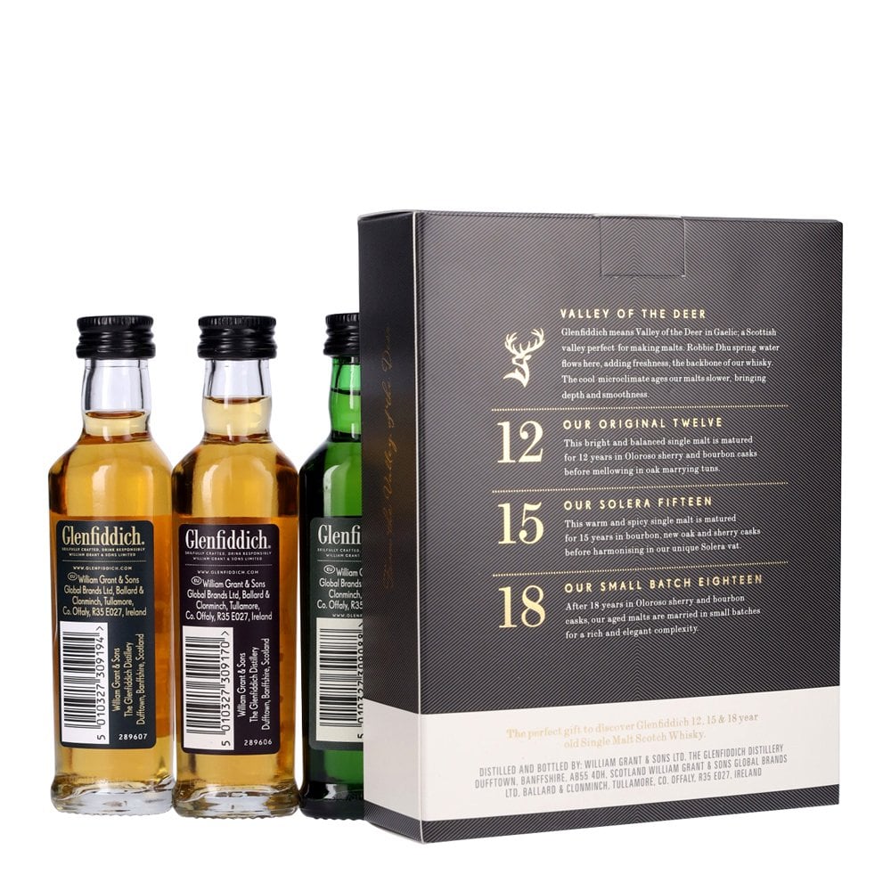 Glenfiddich 12, 15 & 18 Year Old - 5cl Miniature Pack - Gift Ideas