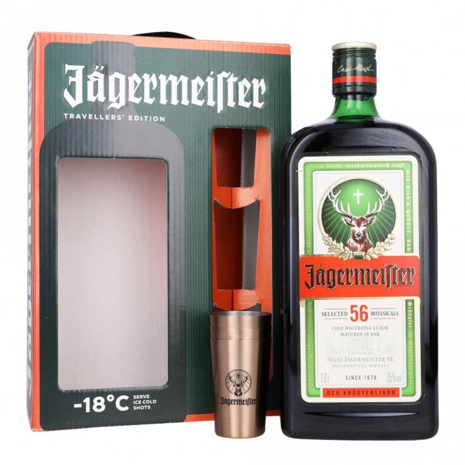 Jagermeister Liqueur 1 Litre - 3 Shot Glass Gift Pack