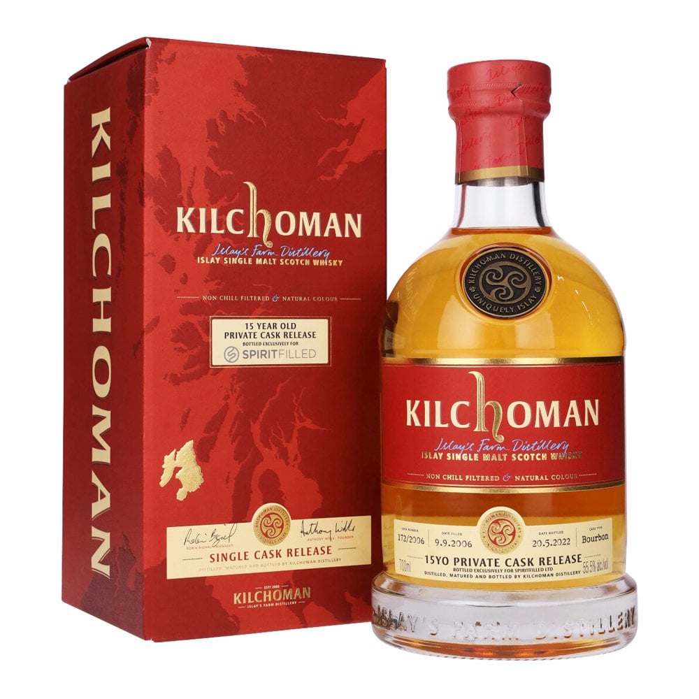 Kilchoman Spiritfilled Private Cask Release 15 Year Old, Bourbon Cask, Cask #172/2006, 2022, 55.5% whisky bottle