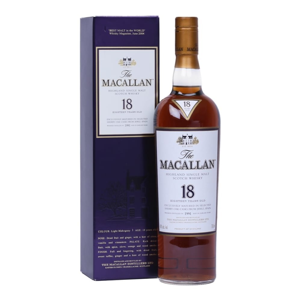 Macallan 18 Year Old - Sherry Oak - 1991 - Box Slightly Damaged