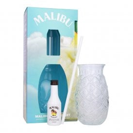 Malibu Coconut Rum Liqueur - 5cl Miniature + Pineapple Glass Gift Pack