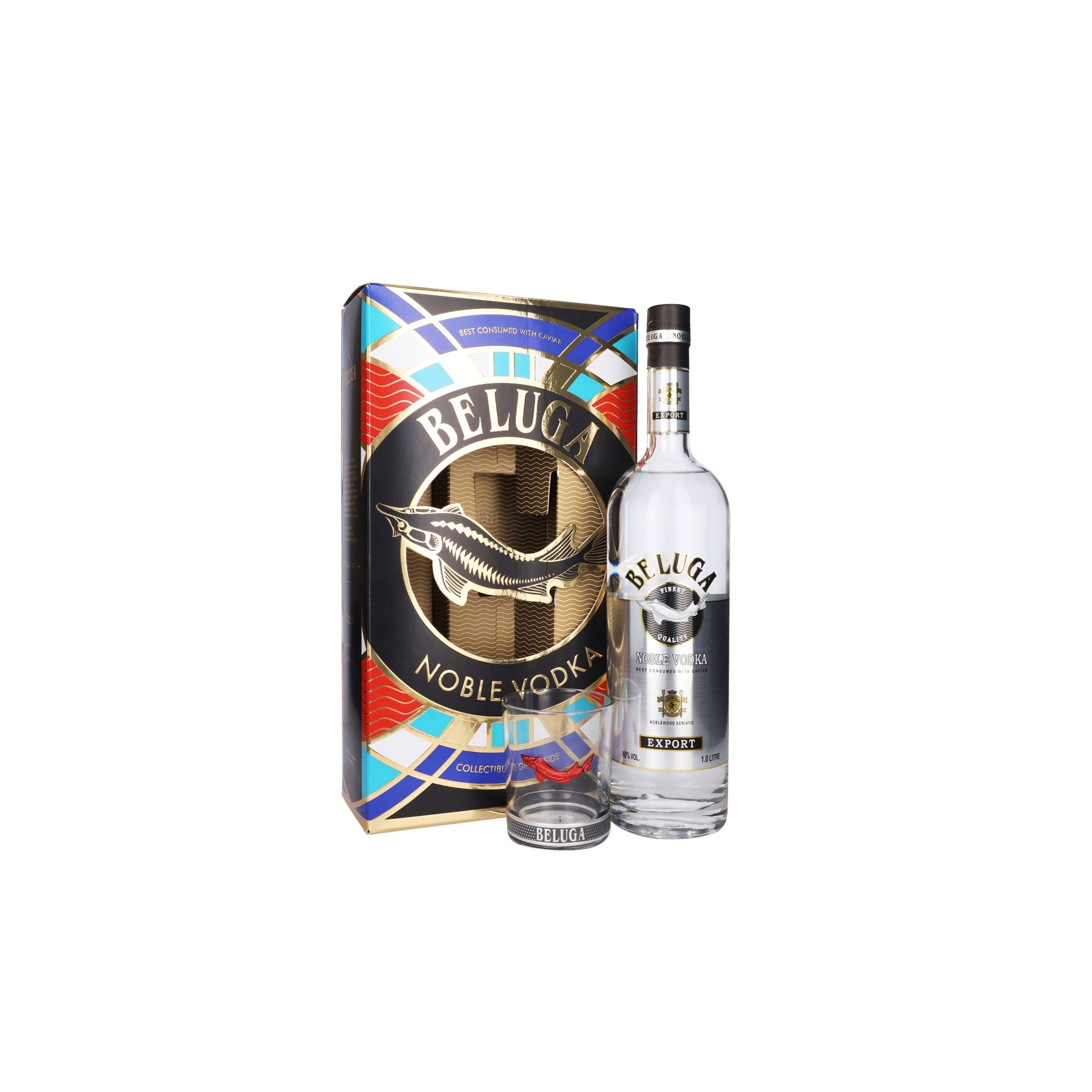 Beluga Noble Vodka Litre + Rocks Glass Gift Pack - Gift Ideas from 