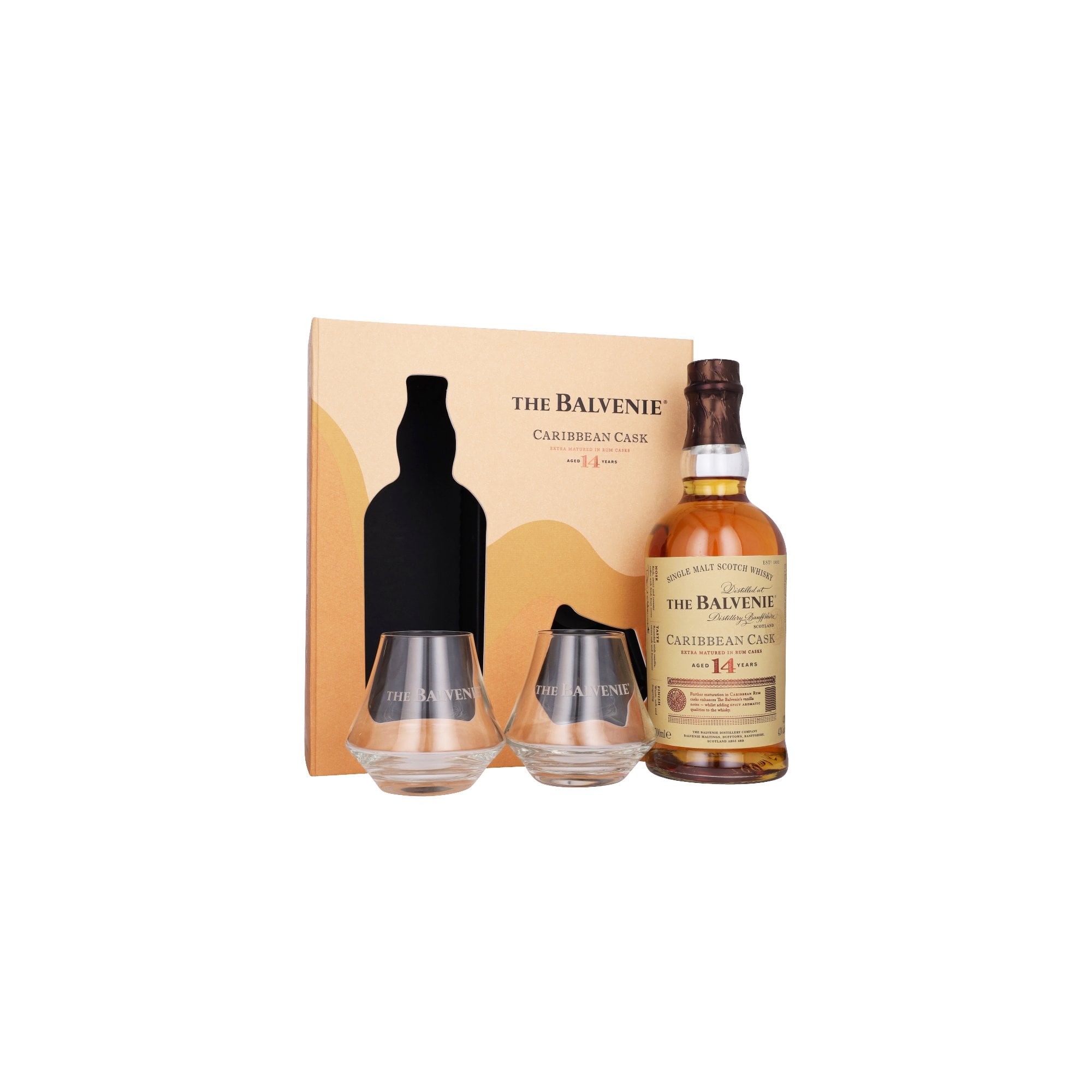 THE BALVENIE 14年 カリビアンカスク 2本セット（箱なし） Balvenie 14 Year Old Caribbean Cask - 2 Glass Gift Pack - Gift