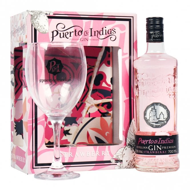 Puerto de Indias Strawberry Gin - Glass Gift Pack